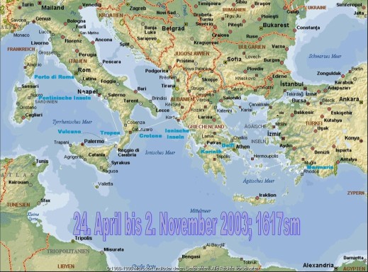 &Uuml;bersichtskarte Italien, Griechenland, T�rkei